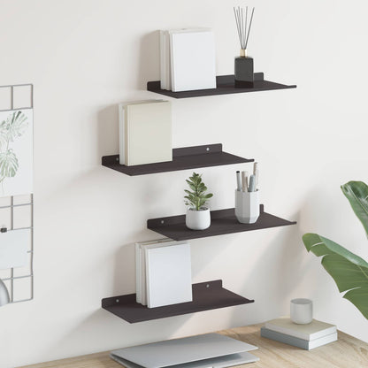 Mensola sospesa 4 pcs Nero 40 x 18 x 2,5 cm Acciaio