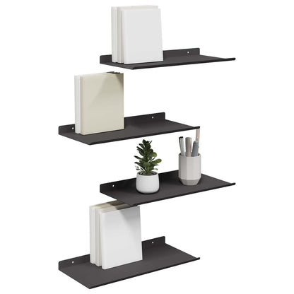 Mensola sospesa 4 pcs Nero 40 x 18 x 2,5 cm Acciaio