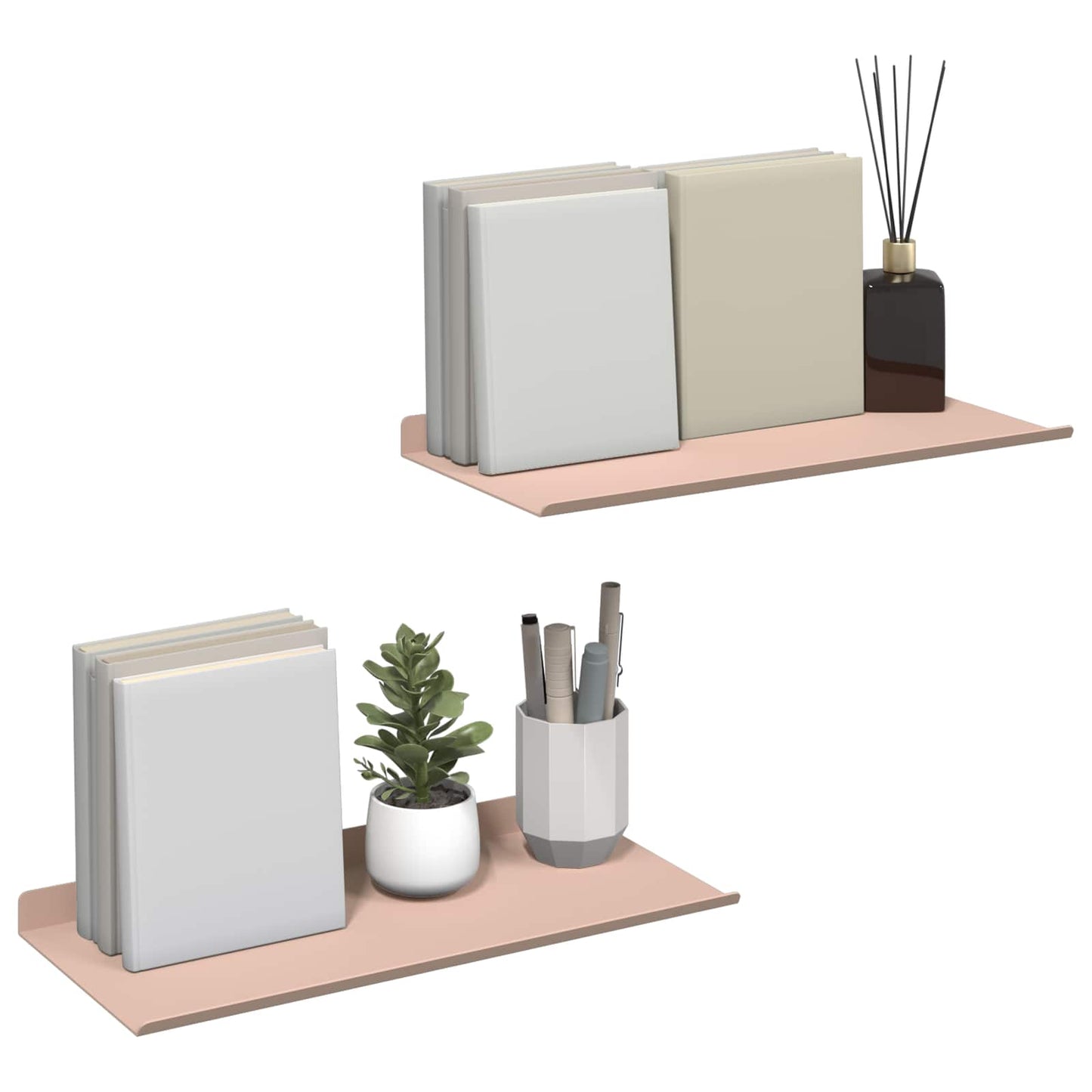 Mensola sospesa 2 pcs Rosa 40 x 18 x 2,5 cm Acciaio