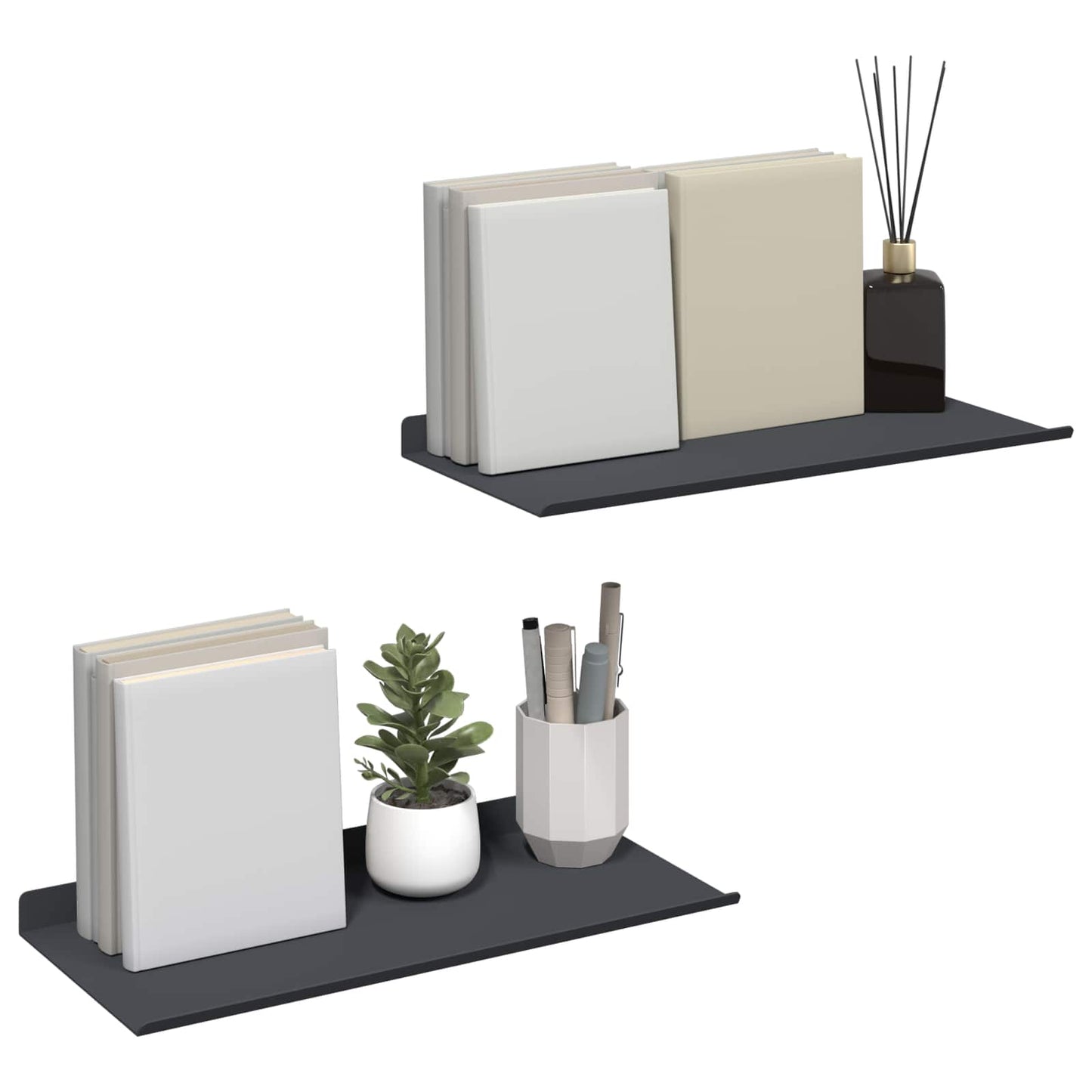 Mensola sospesa 2 pcs Antracite 40 x 18 x 2,5 cm Acciaio