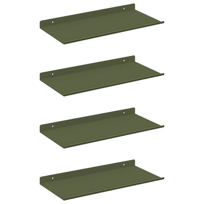 Mensola sospesa 4 pcs Verde oliva 40 x 18 x 2,5 cm Acciaio