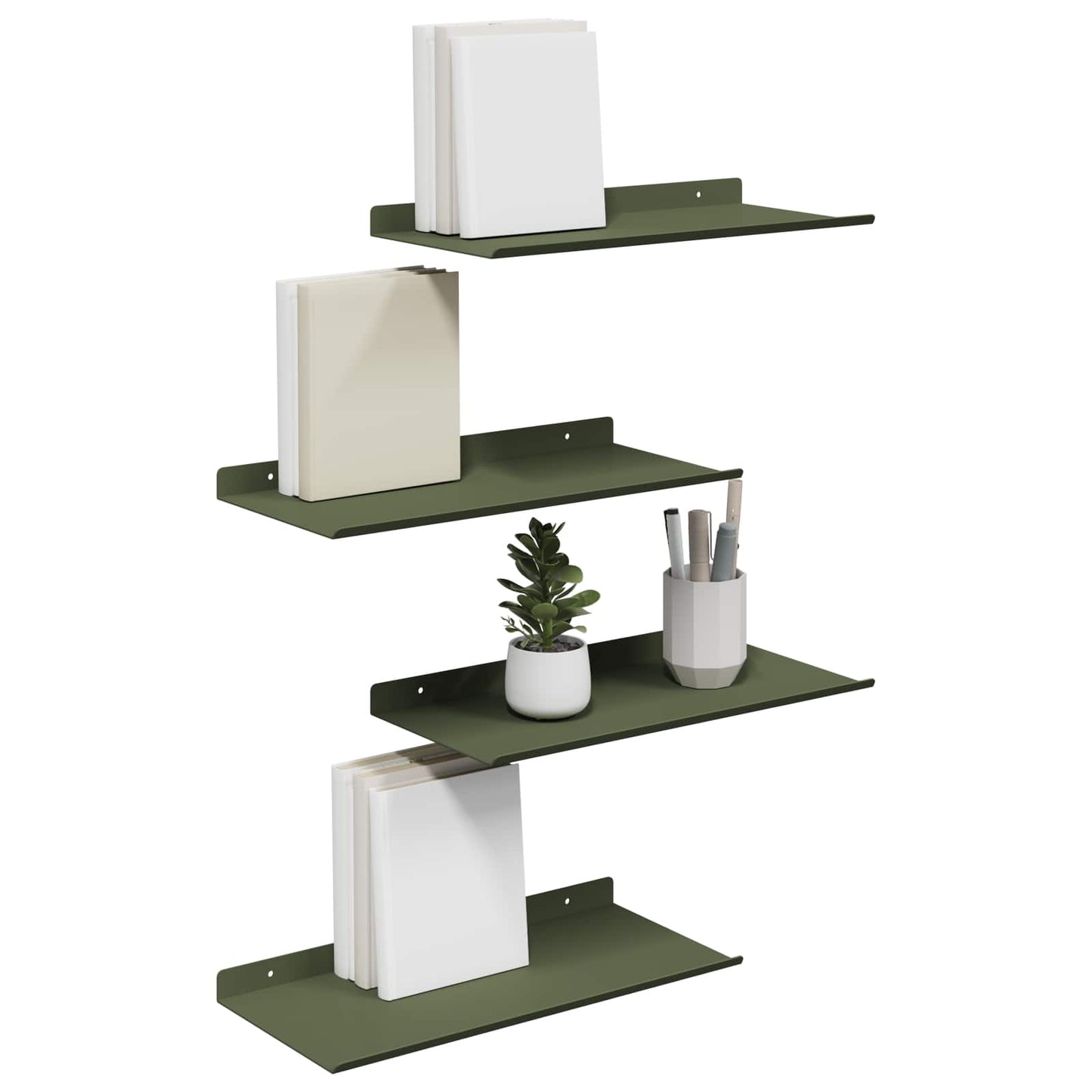Mensola sospesa 4 pcs Verde oliva 40 x 18 x 2,5 cm Acciaio