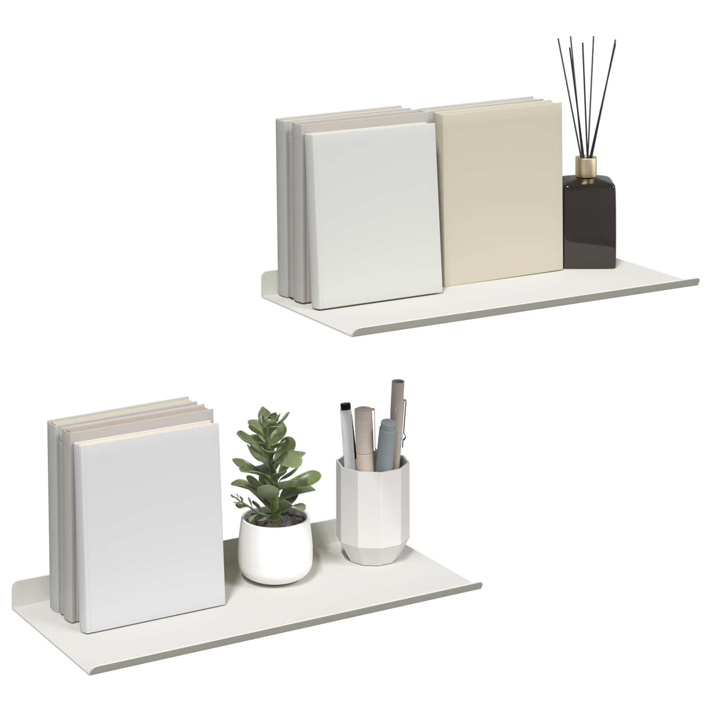 Mensola sospesa 2 pcs Bianco 40 x 18 x 2,5 cm Acciaio