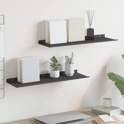 Mensola sospesa 2 pcs Nero 60 x 18 x 2,5 cm Acciaio