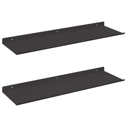 Mensola sospesa 2 pcs Nero 60 x 18 x 2,5 cm Acciaio
