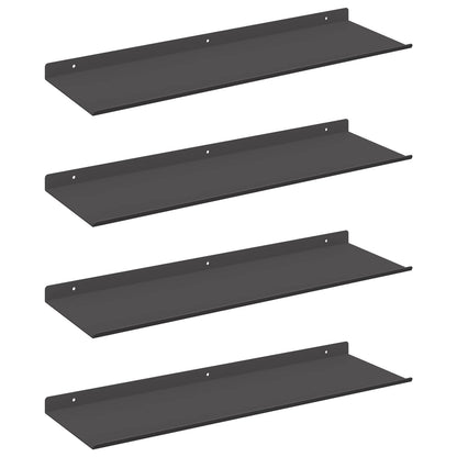 Mensola sospesa 4 pcs Nero 60 x 18 x 2,5 cm Acciaio