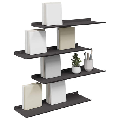 Mensola sospesa 4 pcs Nero 60 x 18 x 2,5 cm Acciaio