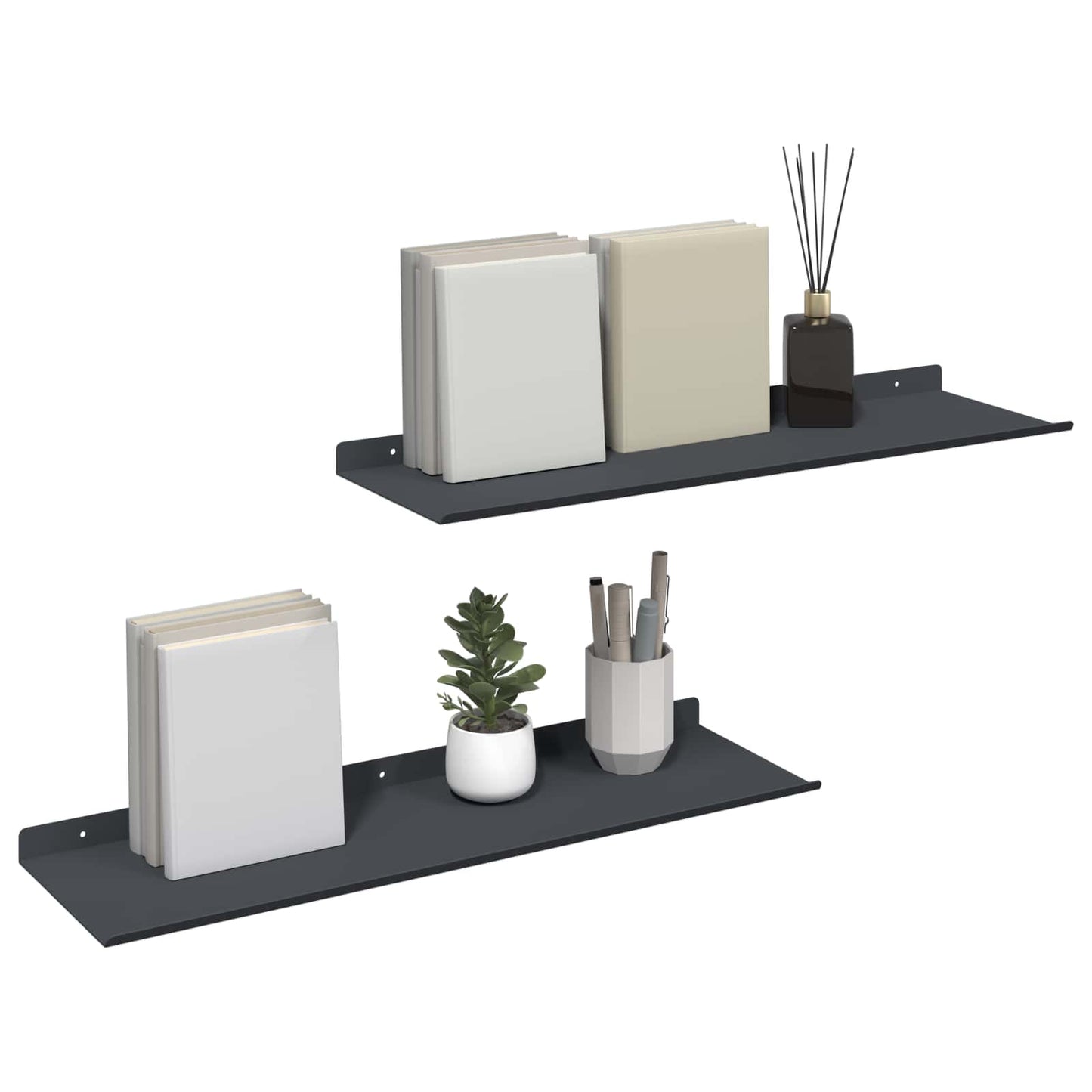 Mensola sospesa 2 pcs Antracite 60 x 18 x 2,5 cm Acciaio