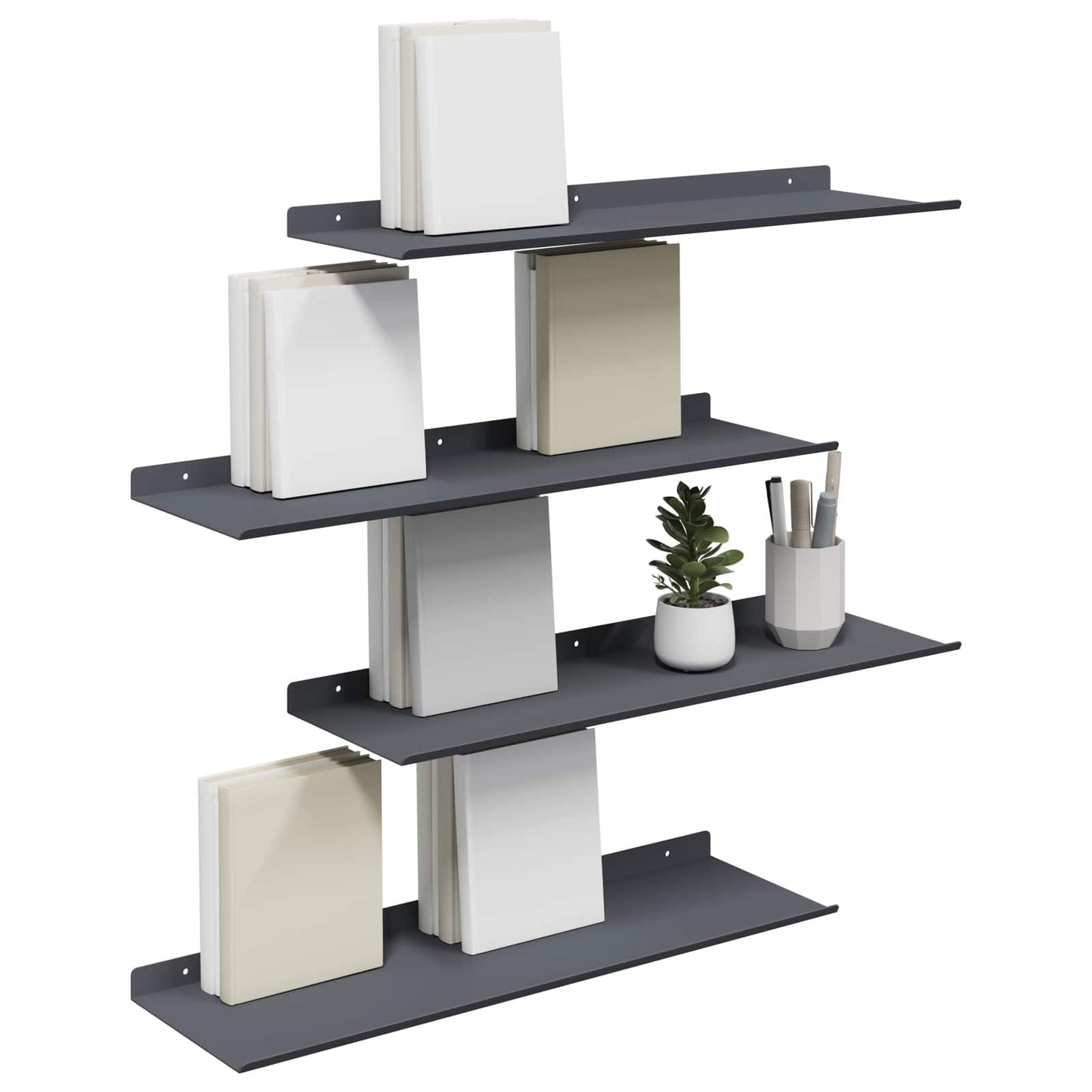 Mensola sospesa 4 pcs Antracite 60 x 18 x 2,5 cm Acciaio