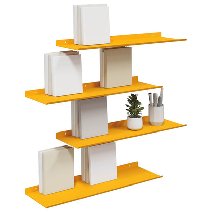 Mensola sospesa 4 pcs Giallo senape 60 x 18 x 2,5 cm Acciaio