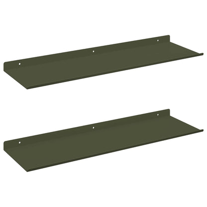 Mensola sospesa 2 pcs Verde oliva 60 x 18 x 2,5 cm Acciaio