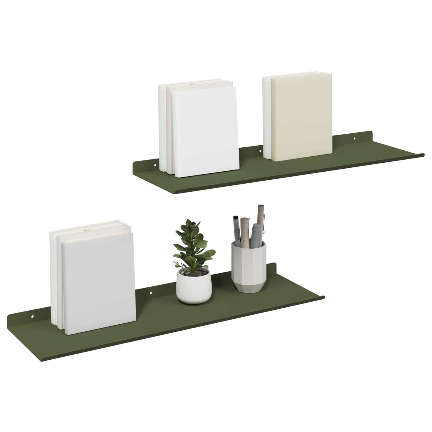 Mensola sospesa 2 pcs Verde oliva 60 x 18 x 2,5 cm Acciaio