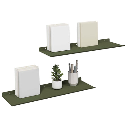 Mensola sospesa 2 pcs Verde oliva 60 x 18 x 2,5 cm Acciaio
