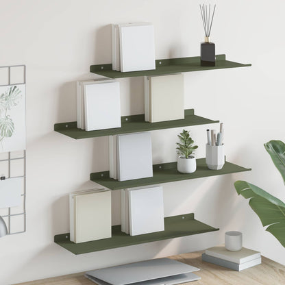 Mensola sospesa 4 pcs Verde oliva 60 x 18 x 2,5 cm Acciaio