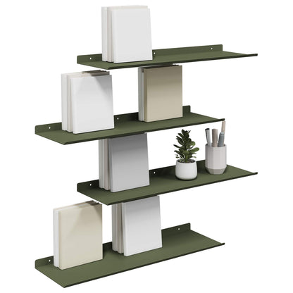 Mensola sospesa 4 pcs Verde oliva 60 x 18 x 2,5 cm Acciaio