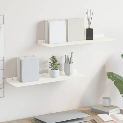 Mensola sospesa 2 pcs Bianco 60 x 18 x 2,5 cm Acciaio