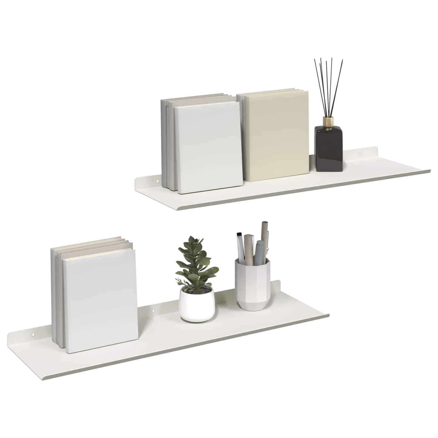 Mensola sospesa 2 pcs Bianco 60 x 18 x 2,5 cm Acciaio