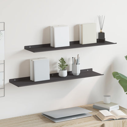 Mensola sospesa 2 pcs Nero 80 x 18 x 2,5 cm Acciaio