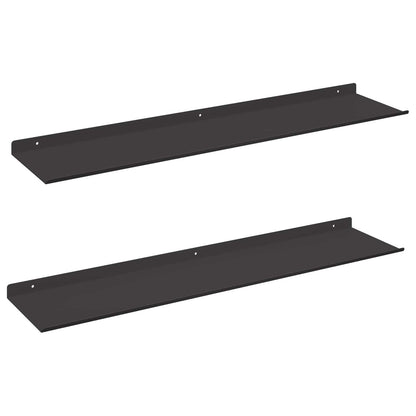 Mensola sospesa 2 pcs Nero 80 x 18 x 2,5 cm Acciaio
