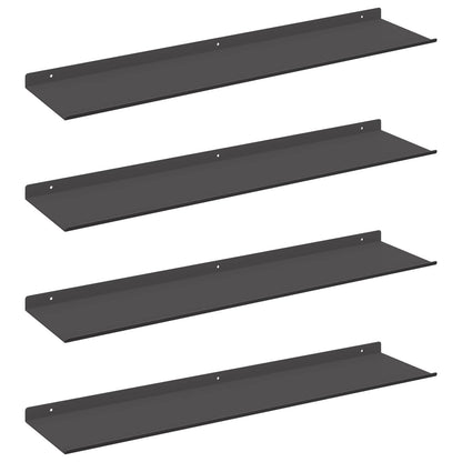 Mensola sospesa 4 pcs Nero 80 x 18 x 2,5 cm Acciaio