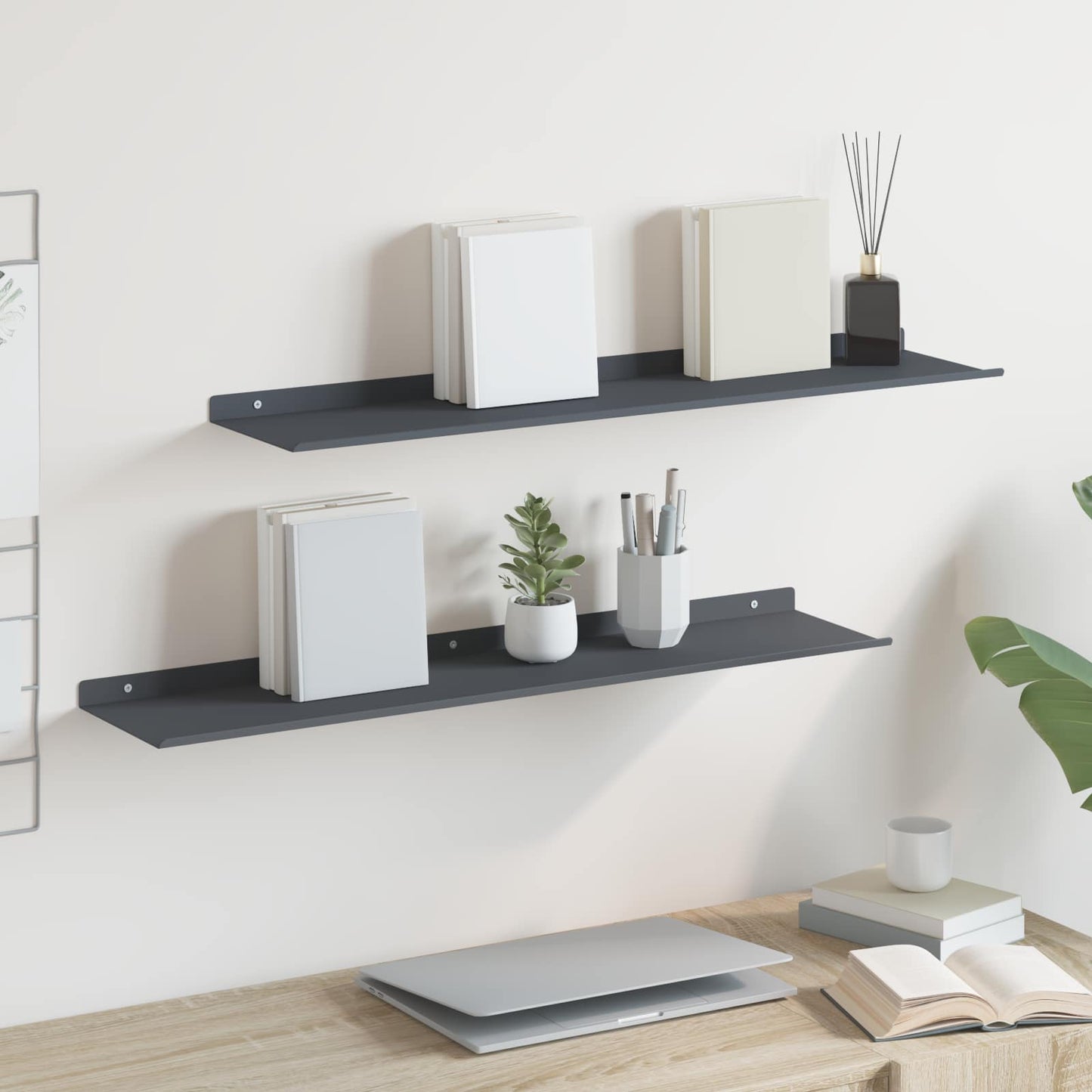Mensola sospesa 2 pcs Antracite 80 x 18 x 2,5 cm Acciaio