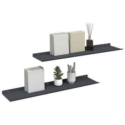 Mensola sospesa 2 pcs Antracite 80 x 18 x 2,5 cm Acciaio