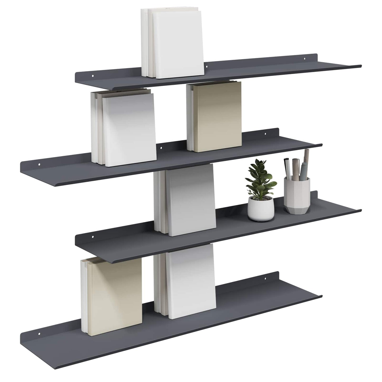 Mensola sospesa 4 pcs Antracite 80 x 18 x 2,5 cm Acciaio