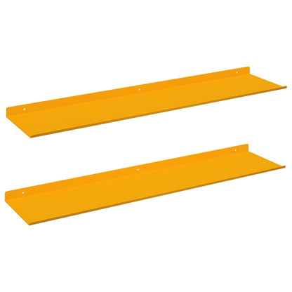 Mensola sospesa 2 pcs Giallo senape 80 x 18 x 2,5 cm Acciaio