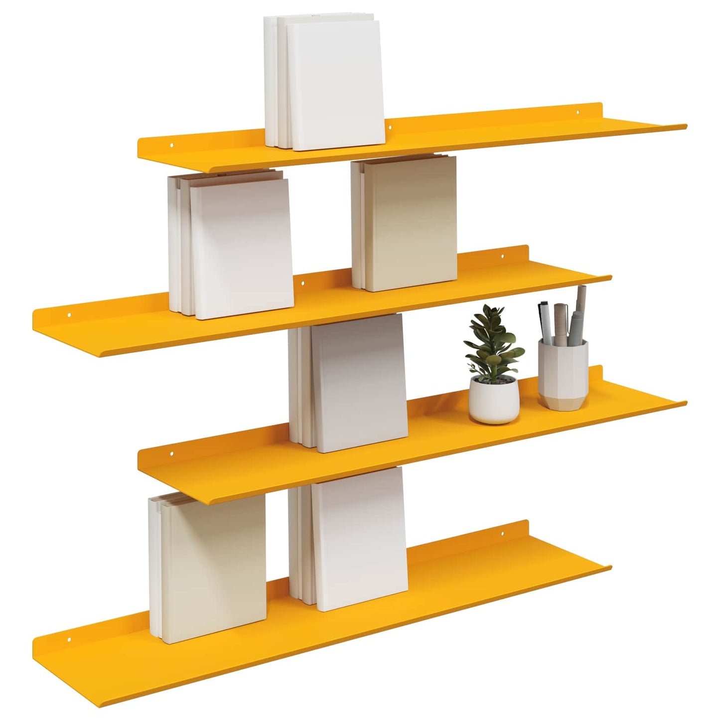 Mensola sospesa 4 pcs Giallo senape 80 x 18 x 2,5 cm Acciaio