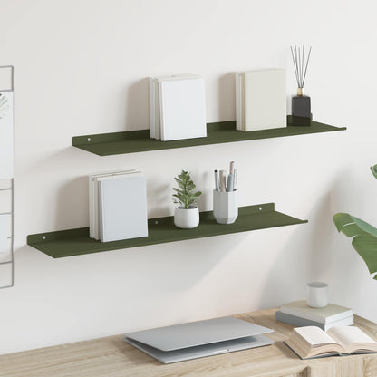 Mensola sospesa 2 pcs Verde oliva 80 x 18 x 2,5 cm Acciaio