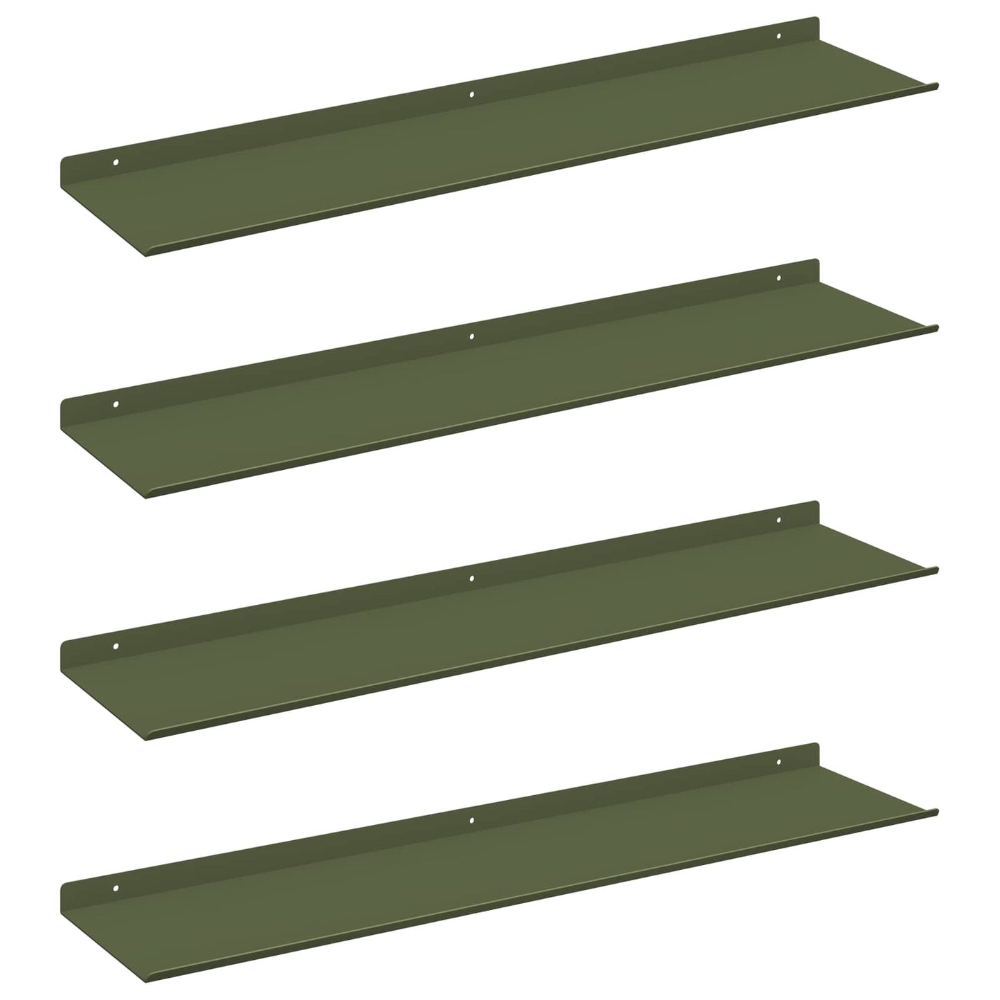 Mensola sospesa 4 pcs Verde oliva 80 x 18 x 2,5 cm Acciaio