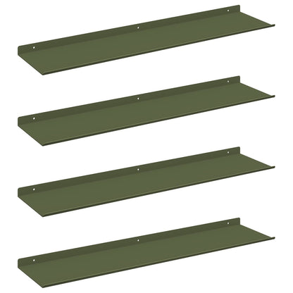 Mensola sospesa 4 pcs Verde oliva 80 x 18 x 2,5 cm Acciaio