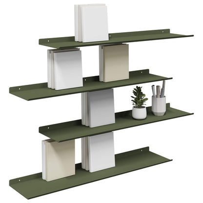 Mensola sospesa 4 pcs Verde oliva 80 x 18 x 2,5 cm Acciaio