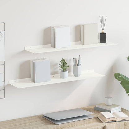 Mensola sospesa 2 pcs Bianco 80 x 18 x 2,5 cm Acciaio