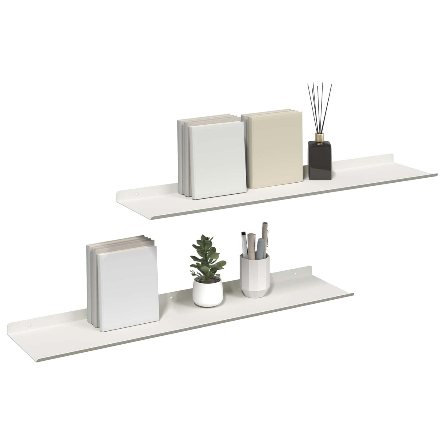 Mensola sospesa 2 pcs Bianco 80 x 18 x 2,5 cm Acciaio