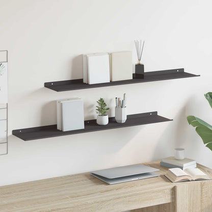 Mensola sospesa 2 pcs Nero 100 x 18 x 2,5 cm Acciaio
