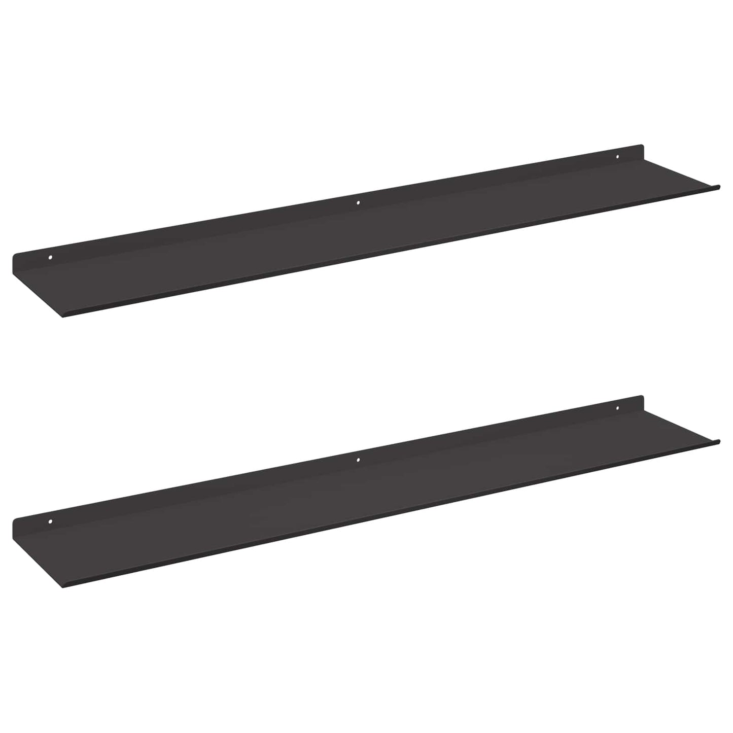 Mensola sospesa 2 pcs Nero 100 x 18 x 2,5 cm Acciaio