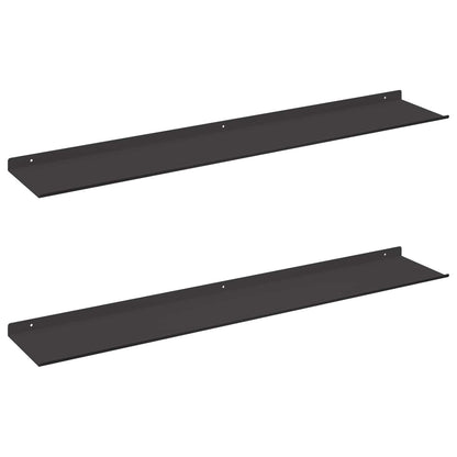 Mensola sospesa 2 pcs Nero 100 x 18 x 2,5 cm Acciaio