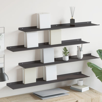 Mensola sospesa 4 pcs Nero 100 x 18 x 2,5 cm Acciaio