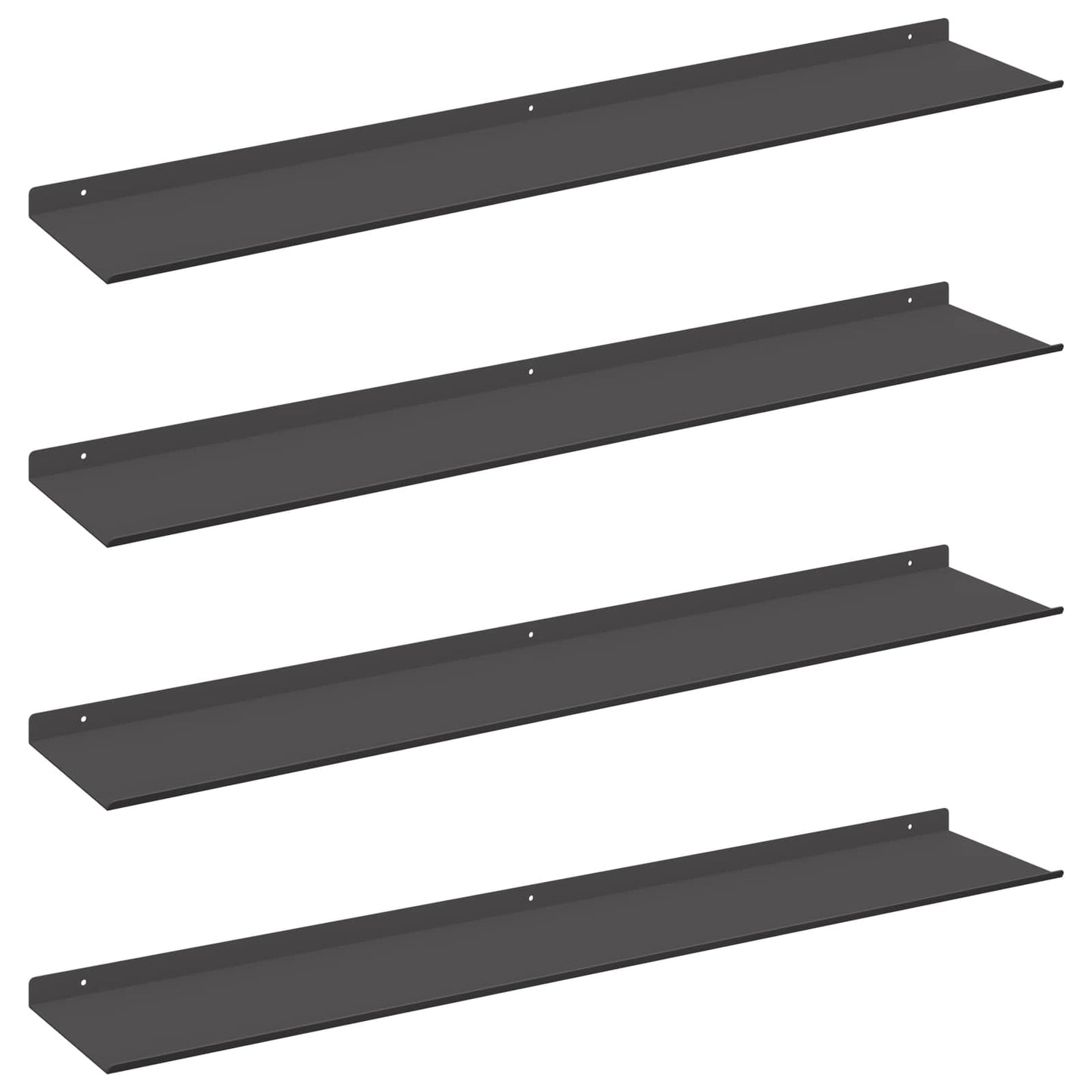 Mensola sospesa 4 pcs Nero 100 x 18 x 2,5 cm Acciaio