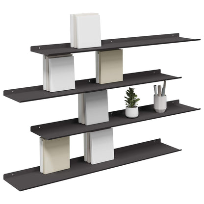 Mensola sospesa 4 pcs Nero 100 x 18 x 2,5 cm Acciaio