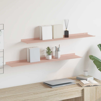 Mensola sospesa 2 pcs Rosa 100 x 18 x 2,5 cm Acciaio