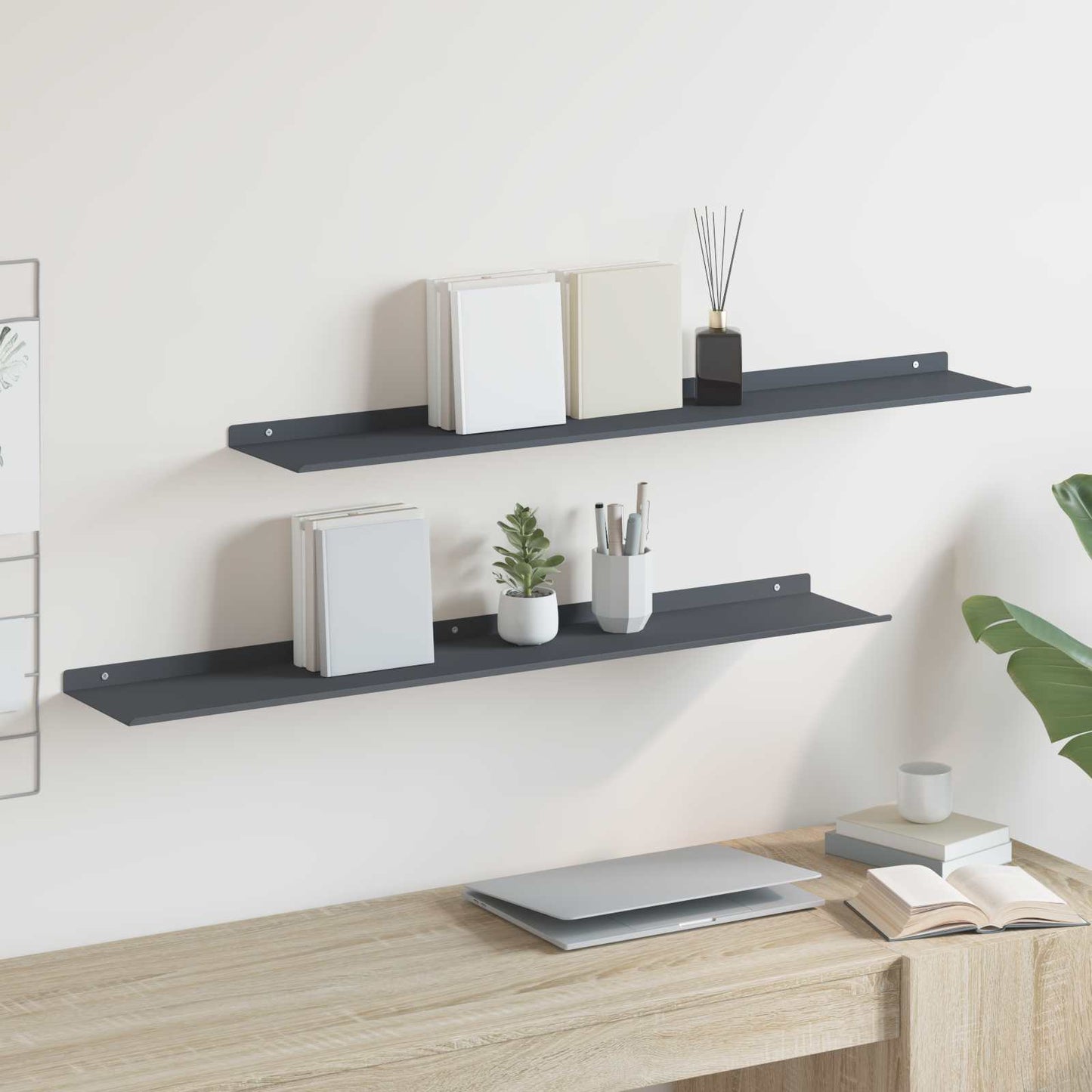 Mensola sospesa 2 pcs Antracite 100 x 18 x 2,5 cm Acciaio