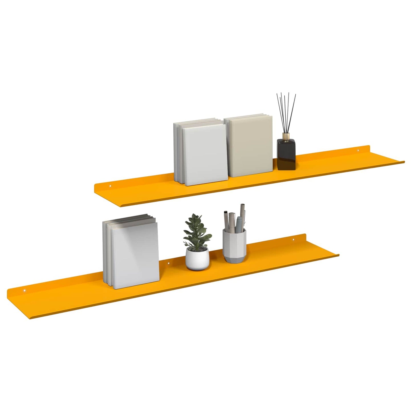 Mensola sospesa 2 pcs Giallo senape 100 x 18 x 2,5 cm Acciaio