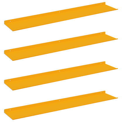 Mensola sospesa 4 pcs Giallo senape 100 x 18 x 2,5 cm Acciaio