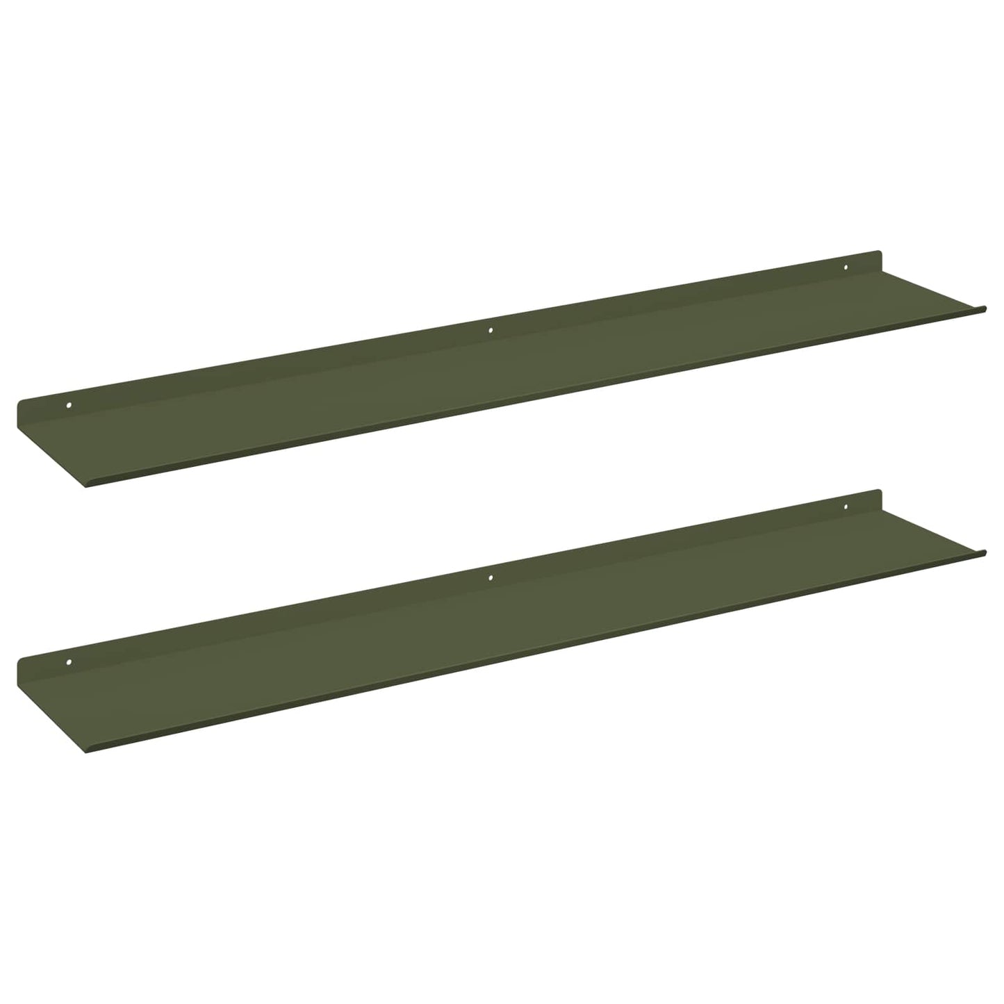 Mensola sospesa 2 pcs Verde oliva 100 x 18 x 2,5 cm Acciaio