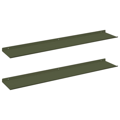 Mensola sospesa 2 pcs Verde oliva 100 x 18 x 2,5 cm Acciaio