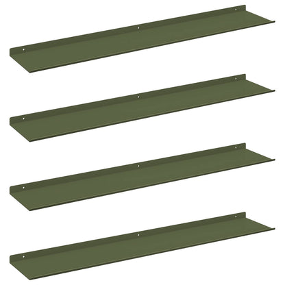 Mensola sospesa 4 pcs Verde oliva 100 x 18 x 2,5 cm Acciaio
