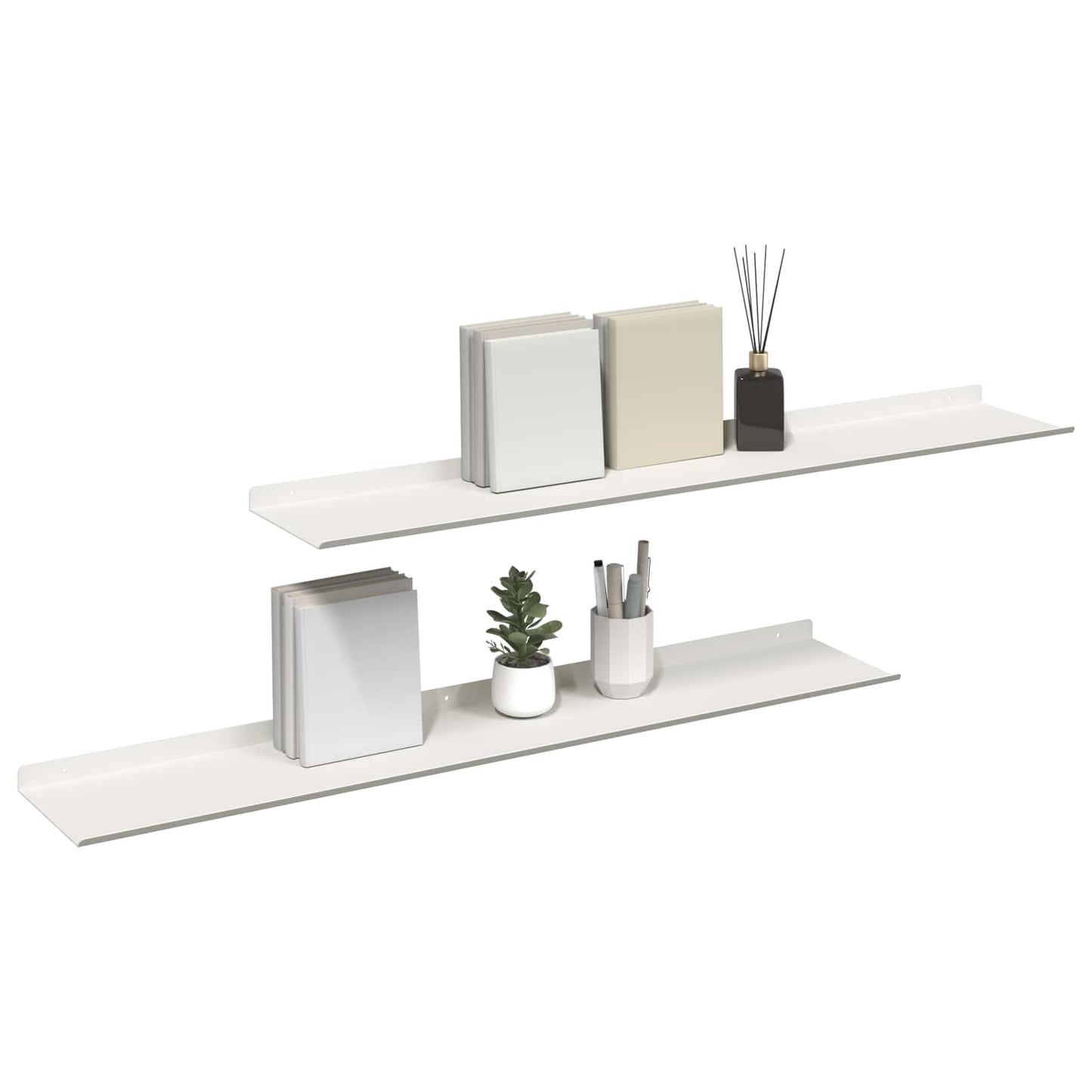 Mensola sospesa 2 pcs Bianco 100 x 18 x 2,5 cm Acciaio