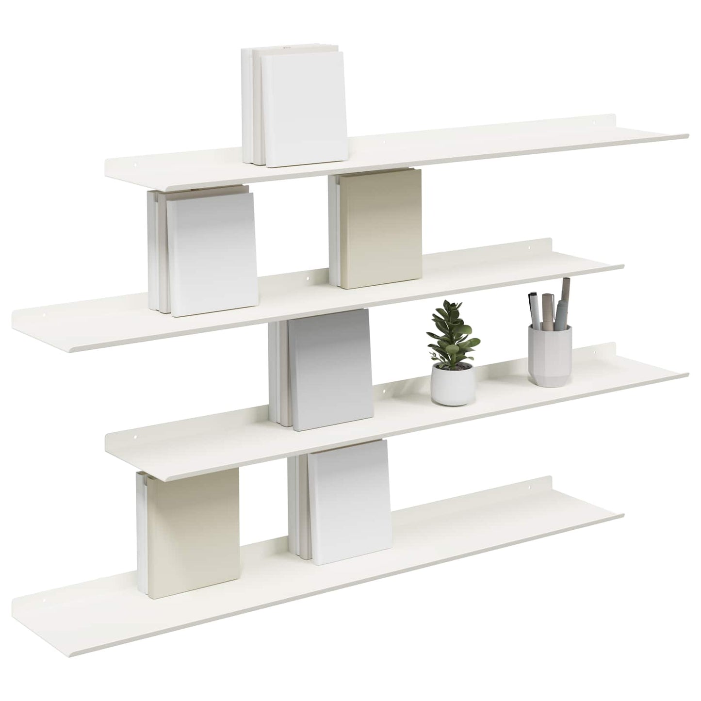 Mensola sospesa 4 pcs Bianco 100 x 18 x 2,5 cm Acciaio